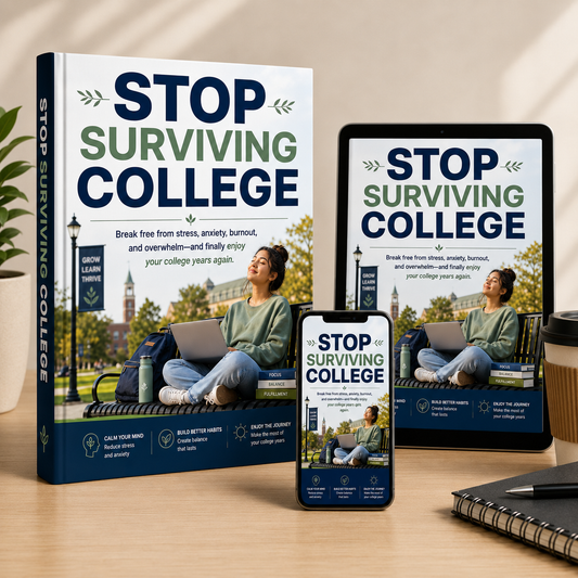 Stop Surviving College student stress management ebook cover