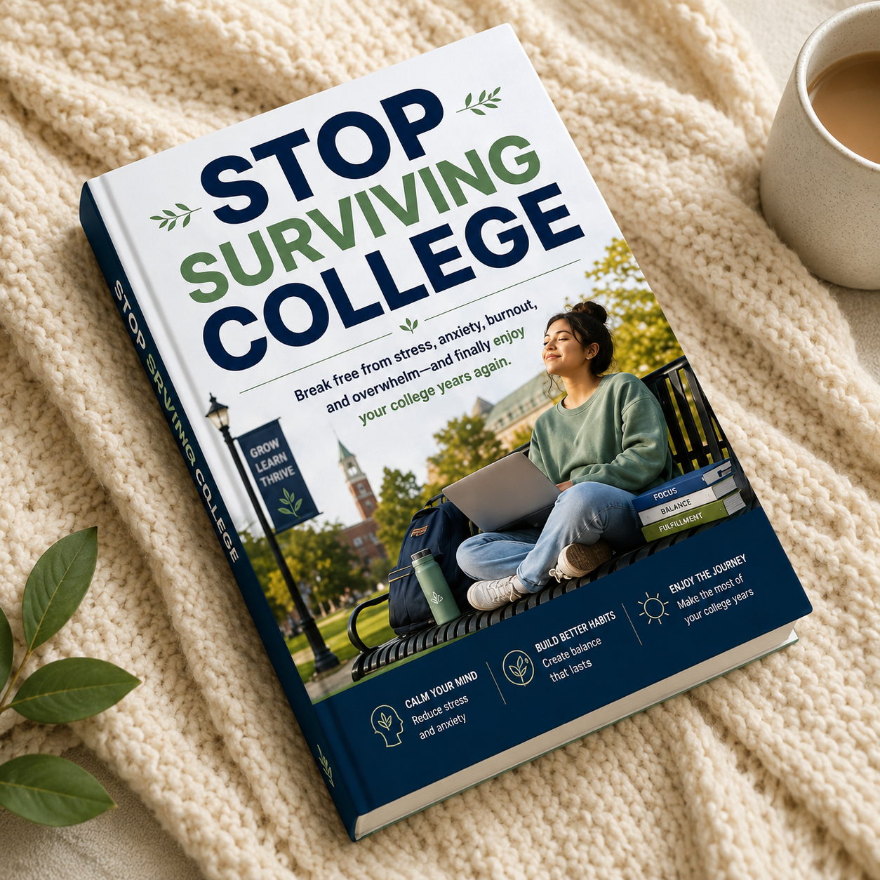 Stop Surviving College student stress management ebook cover