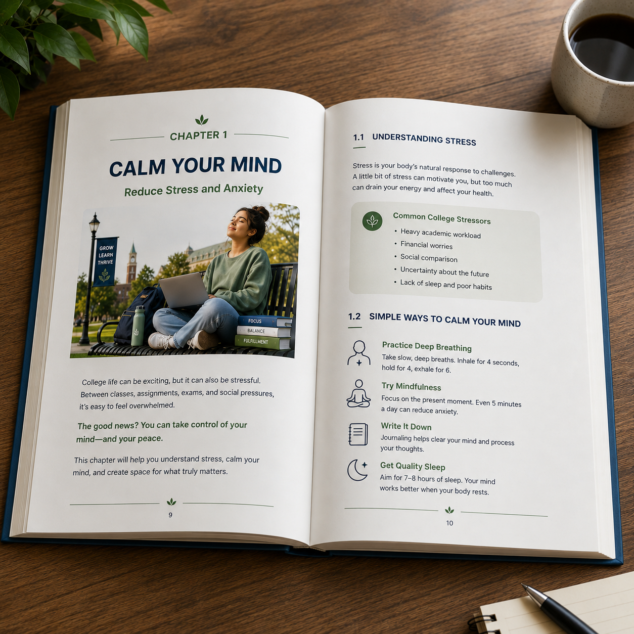 Open ebook chapter on managing college stress
